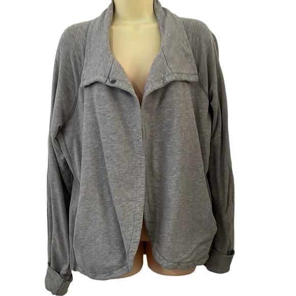 Soma Size Large Gray Heather Knit Jacket Snap Closure Long Sleeves Pockets - Picture 2 of 9